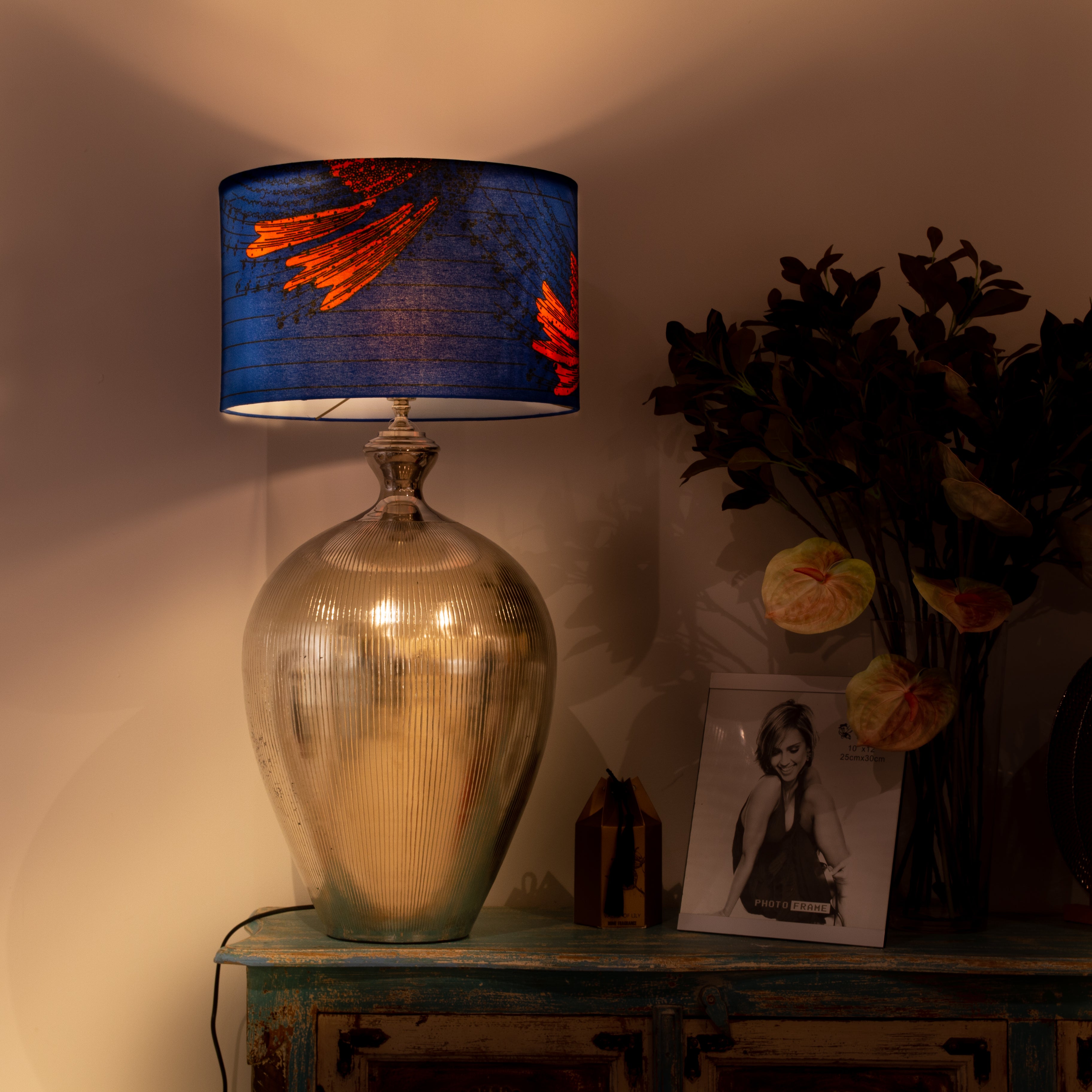 ANELE BLUE DRUM LAMPSHADE